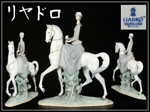 CE754 LLADRO 【リヤドロ】 磁器人形 馬美少女 置物 大型 高45㎝／割れ修復品！ｚｙ