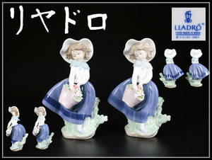 CE811 LLADRO 【リヤドロ】 磁器人形 美少女 置物 一対 ２点 高18㎝／美品！ｚ