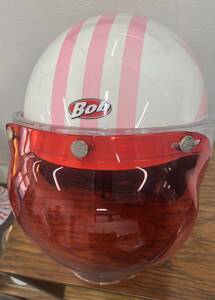 ヘルメット　OGK Bob IOCA-C21 サイズ S/M 55～57cm ジェットヘルメット バイク用 ピンク 星 シールドピンク オートバイ◆管No3521