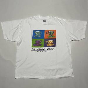 90s THE CHOCOLATE CHICKEN Tシャツ / ビンテージ FOX 宇宙人 映画 ムービー アート アニメ バンド 80s 企業 カフェ白 半袖 GILDAN