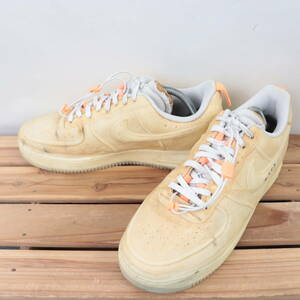 z1493 ナイキ エアフォース1 US9 27.0cm/ベージュ オレンジ NIKE AIRFORCE1 メンズ スニーカー 中古