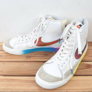 z1500 ナイキ ブレザー ミッド US8 26.0cm/白 ホワイト ライトグレー ブルー イエロー NIKE BLAZER MID 77 メンズ スニーカー 中古