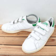 z1685 アディダス スタンスミス ベルクロ US9 27.0cm/白 ホワイト 緑 グリーン adidas STANSMITH メンズ スニーカー 中古_画像1