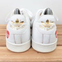 z1869 アディダス スタンスミス US8 1/2 26.5cm/白 ホワイト ゴールド 赤 ハート adidas STANSMITH メンズ スニーカー 中古_画像4