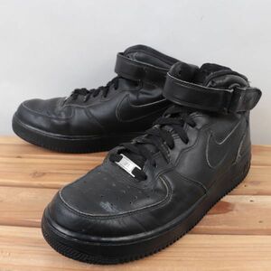 z1340 ナイキ エアフォース1 ミッド US9.5 27.5cm/黒 ブラック NIKE AIRFORCE1 MID AF1 メンズ スニーカー 中古