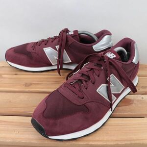 z1375【500】ニューバランス US9.5 27.5cm/赤系 エンジ 銀 シルバー newbalance メンズ スニーカー 中古