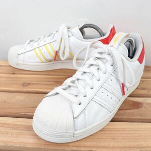 z1476 アディダス スーパースター US8 1/2 26.5cm/白 ホワイト 赤 レッド 黄 イエロー adidas SUPERSTAR 北京 メンズ スニーカー 中古