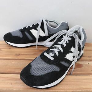 z1558【565】ニューバランス US9 27.0cm/黒 ブラック 灰 グレー 白 ホワイト newbalance メンズ スニーカー 中古