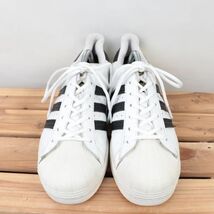 z1569 アディダス スーパースター US9 1/2 27.5cm/白 ホワイト 黒 ブラック adidas SUPERSTAR メンズ スニーカー 中古_画像2