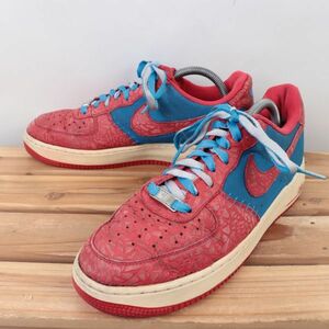 z1581 ナイキ エアフォース1 US8.5 26.5cm/赤 レッド 青 ブルー系 NIKE AIRFORCE1 AF1 LOW メンズ スニーカー 中古