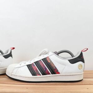 z1660 アディダス スーパースター US9 27.0cm/白 ホワイト 黒 ブラック 赤 レッド系 adidas SUPERSTAR メンズ スニーカー 中古の画像6