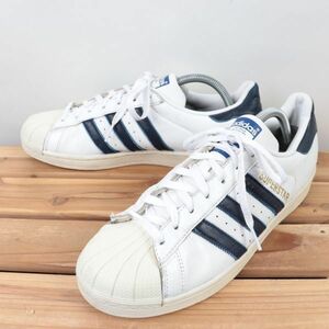 z1752 アディダス スーパースター US9 27.0cm/白 ホワイト 紺 ネイビー adidas SUPERSTAR メンズ スニーカー 中古