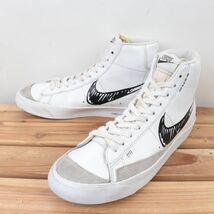 z1761 ナイキ ブレーザー ミッド US8 26.0cm/白 ホワイト 黒 ブラック NIKE BLAZER MID VNTG 77 ブレザー メンズ スニーカー 中古_画像1