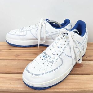 z1764 ナイキ エアフォース1 US9.5 27.5cm/白 ホワイト 青 ブルー NIKE AIRFORCE1 AF1 LOW メンズ スニーカー 中古