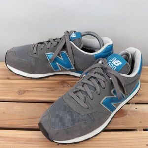 z1803【500】ニューバランス US8 26.0cm/灰 グレー 青 ブルー 白 ホワイト newbalance メンズ スニーカー 中古