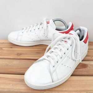 z1809 アディダス スタンスミス US7 1/2 25.5cm/白 ホワイト 赤 レッド adidas STAN SMITH メンズ スニーカー 中古