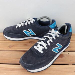 z1831【501】ニューバランス US7.5 25.5cm/紺 ネイビー 青 ブルー 白 ホワイト newbalance メンズ スニーカー 中古