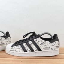 z1842 アディダス スーパースター US8 26.0cm/白 ホワイト 黒 ブラック 柄 ロゴ adidas SUPERSTAR メンズ スニーカー 中古_画像6