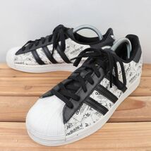 z1842 アディダス スーパースター US8 26.0cm/白 ホワイト 黒 ブラック 柄 ロゴ adidas SUPERSTAR メンズ スニーカー 中古_画像1