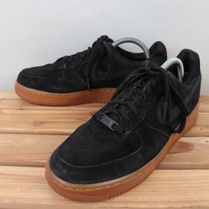 z1854 ナイキ エアフォース1 US8.5 26.5cm/黒 ブラック NIKE AIRFORCE1 AF1 LOW SUEDE メンズ スニーカー 中古