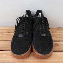 z1854 ナイキ エアフォース1 US8.5 26.5cm/黒 ブラック NIKE AIRFORCE1 AF1 LOW SUEDE メンズ スニーカー 中古_画像2