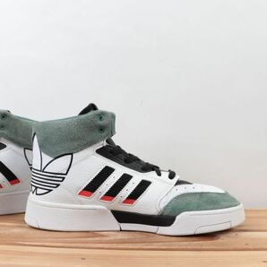 z1938 アディダス ドロップ ステップ US8 1/2 26.5cm/白 ホワイト 緑 ブラック系 adidas DROP STEP XL HI MID メンズ スニーカー 中古の画像5