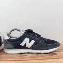 z2011【220】ニューバランス US9 27.0cm/紺 ネイビー 白 ホワイト newbalance メンズ スニーカー 中古_画像5