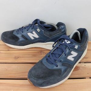 z2018【530】ニューバランス US9.5 27.5cm/紺 ネイビー アイボリー newbalance メンズ スニーカー 中古