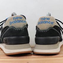 z2019【574】ニューバランス US7 25.0cm/黒 ブラック 灰 グレー 青 ブルー newbalance メンズ ユニセックス スニーカー 中古_画像4