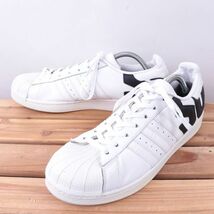 z2026 アディダス スーパースター US11 29.0cm/白 ホワイト 黒 ブラック ロゴ adidas SUPERSTAR メンズ スニーカー 中古_画像1