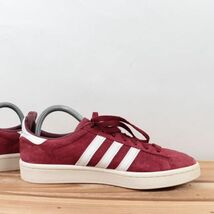 z1032 アディダス キャンパス US7 25.0cm/赤 バーガンディ 白 ホワイト系 adidas CAMPUS メンズ ユニセックス スニーカー 中古_画像5