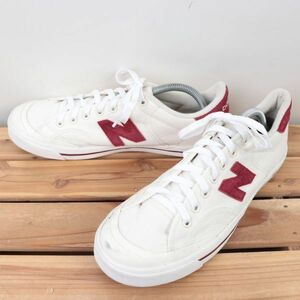 z2039【PROCTNE】ニューバランス US9.5 27.5cm/オフホワイト 赤 レッド newbalance メンズ スニーカー 中古