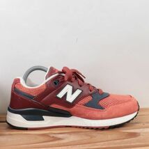 z2047【530】ニューバランス US8.5 25.5cm/コーラル 紺 ネイビー オレンジ newbalance レディース スニーカー 中古_画像5