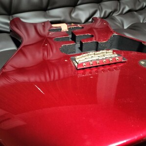 1円 ギター ストラト Stratocaster ストラトキャスター ボディ ジャンク レッド 赤 CAR Fender 系 コンポーネント body ブリッジ ジャックの画像3