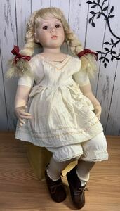  seat .. girl large bisque doll West doll antique doll porcelain doll collectors doll ceramics cloth made collection doll /447