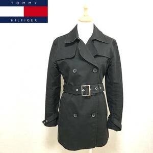 トミーヒルフィガー スプリングコート トレンチ コート レディース 黒ブラック TOMMY HILFIGER 1904-60