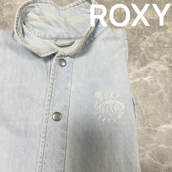 ROXY デニム シャツ ジャケット ホワイト ブルー レディース ユニセックス メンズ ビンテージ風 アウター 春服