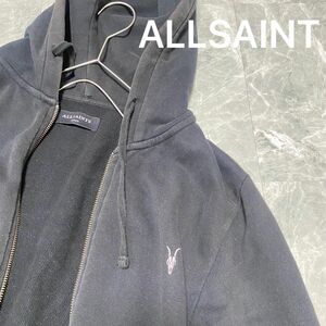 ALLSAINT ジップアップ パーカー スウェット ブラック 古着　レア