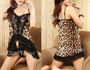 ! [ anonymity possible ] leopard print frill attaching sexy baby doll ANI-11