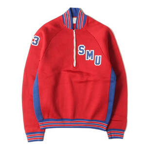 Champion vintage スウェット サイズ:M 60s プロダクツタグ ハーフジップ ジャージ スウェットシャツ 南メソジスト大学 レッド