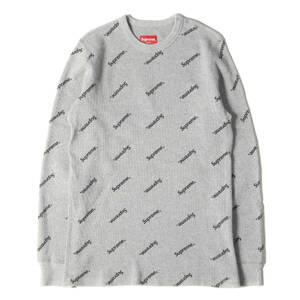 美品 Supreme シュプリーム Tシャツ サイズ:S 15AW ロゴモノグラム サーマル ロングスリーブTシャツ Logo Waffle Thermal ヘザーグレー