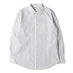 Пол Смит Пол Смит Рубашка Размер: L Stripe Рубашка с длинными рукавами из бычьи манжеты белые темно -синие японские топы темно -морской флот