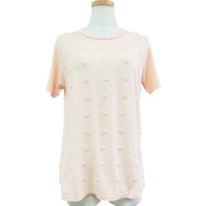 Miumiu miu miu tops cut saw t -hirt pink beige selover экипаж экипаж шея с коротки