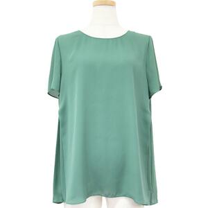 theory luxe theory ryuks blouse tops green green 40(L) short sleeves round neck pleat A line polyester 