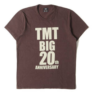 美品 TMT ティーエムティー Tシャツ サイズ:L 19SS 20周年記念 TMT BIG 20 クルーネック 半袖Tシャツ ブラウン トップス カットソー
