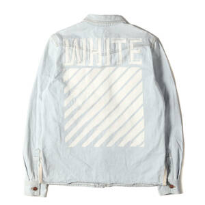 OFF-WHITE オフホワイト シャツ サイズ:S ヴィンテージ加工 アイコンマーク デニムシャツ インディゴ イタリア製 トップス ブランド