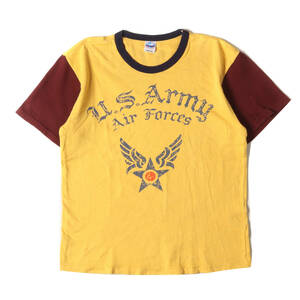 JELADO ジェラード Tシャツ サイズ:38(M) U.S.ARMY AIR FORCE ミリタリー 3トーン クルーネック 半袖Tシャツ イエロー バーガンディー