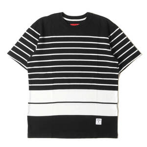 Supreme シュプリーム Tシャツ サイズ:S パネルボーダー クルーネック 半袖Tシャツ ブラック ホワイト 黒白 トップス カットソー