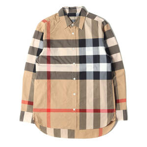 BURBERRY バーバリー シャツ サイズ:S メガチェック ストレッチ ブロード ドレスシャツ 長袖 フォーマル ノバチェック ベージュ系