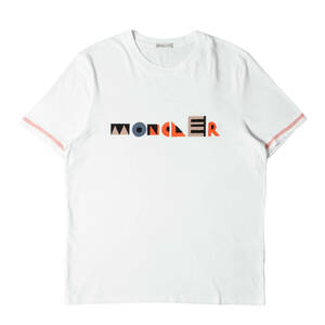 MONCLER モンクレール Tシャツ サイズ:M 20AW フロッキー ベロア ロゴ グラフィック 半袖 F20918C76510 829H8 ホワイト 白 トップス